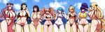  6+girls ass beach bikini blonde_hair blue_hair blush breasts camilla_(fire_emblem_if) cleavage curvy danganronpa enoshima_junko fire_emblem hair_ornament huge_breasts hyuuga_hinata jadenkaiba large_breasts long_hair looking_at_viewer looking_back me!me!me! multiple_girls naruto navel nico_robin one_piece open_mouth pink_hair pokemon ponytail purple_hair shirona_(pokemon) smile swimsuit thong thong_bikini twintails very_long_hair wide_hips 