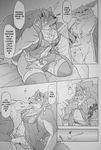  anthro armpits balls big_balls big_penis blush canine clothed clothing comic crossdressing duga english_text lingerie male male/male mammal muscular oral penis precum risuou shining_(series) shining_force_exa text translated video_games 
