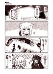 6+girls animal_ears bag bangs bench blunt_bangs bonnet bow building candy cat_ears cat_tail collar comic commentary detached_sleeves dress fang female_admiral_(kantai_collection) food frilled_dress frills gothic_lolita hair_bow heart heart_lock_(kantai_collection) holding holding_food horned_headwear isolated_island_oni kantai_collection kasumi_(kantai_collection) kemonomimi_mode kouji_(campus_life) licking lolita_fashion lollipop long_hair monochrome multiple_girls open_mouth outstretched_arms park_bench playing pleated_skirt sandbox school_bag school_uniform shinkaisei-kan side_ponytail skirt sleeveless sleeveless_dress slit_pupils spoken_ellipsis spread_arms stick surprised sweatdrop tail tongue tongue_out translated wall 