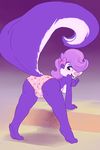  2016 bent_over blush breasts clothed clothing female fifi_la_fume fur hair hair_bow hair_ribbon mammal panties presenting purple_eyes purple_fur purple_hair raised_tail ribbons side_boob skunk solo starman_deluxe tiny_toon_adventures topless underwear warner_brothers 