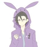  animal_hood bunny_hood hood hooded_jacket jacket male_focus mustuki_hajime number ren_(friends-love) simple_background solo tsukiuta upper_body white_background 