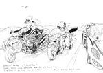  2005 anthro black_and_white black_fur car clothed clothing david_siegl eyes_closed female fur group hair lori_(jmh) mammal monochrome motorcycle natasha_(jmh) onyx_(jmh) outside skunk stripes vehicle white_fur white_hair zig_zag 