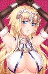  armor blonde_hair blue_eyes blush burbur chained_wrists fate/apocrypha fate/grand_order fate_(series) gloves headpiece jeanne_d'arc_(fate) jeanne_d'arc_(fate)_(all) long_hair open_mouth 
