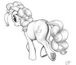  2016 black_and_white cutie_mark earth_pony equine female feral friendship_is_magic fur graboiidz hair horse mammal monochrome my_little_pony pinkie_pie_(mlp) pony smile solo 