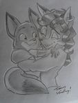  2016 canine carmelita_fox crossover cute disney duo eyes_closed female fox male mammal nick_wilde size_difference sketch sly_cooper_(series) tracy_yardley video_games young zootopia 