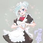  alternate_costume apron blue_eyes blush enmaided heart heart_hands iesupa maid maid_apron maid_headdress multiple_girls o_o open_mouth rwby scar scar_across_eye side_ponytail silver_hair smile sparkle surprised weiss_schnee winter_schnee 