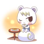  animal_crossing beverage blush coffee cute fur male mammal marshal_(animal_crossing) nintendo one_eye_closed rodent sitting sitting_on_tail solo squirrel video_games white_fur wink 青桐りっく＠とても遅い 