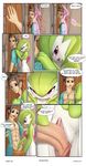  2016 anthro breasts clothing comic english_text female gardevoir green_hair hair hi_res humanoid male male/female mammal masterploxy nintendo penis pok&eacute;mon pussy red_eyes text vaginal video_games 
