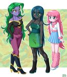  3girls fluffle_puff glasses mane-iac multiple_girls my_little_pony my_little_pony_equestria_girls my_little_pony_friendship_is_magic personification queen_chrysalis tagme uotapo 