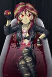  1girl bath blood bra my_little_pony my_little_pony_equestria_girls my_little_pony_friendship_is_magic open_shirt personification sunset_shimmer tagme uotapo vampire 