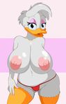  absurd_res anthro areola avian big_breasts bird breasts clothed clothing daisy_duck disney duck ducktits erect_nipples female hi_res huge_breasts nipples solo topless 