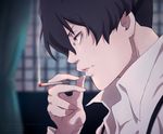  7repose 91_days artist_name avilio_bruno black_hair cigarette holding holding_cigarette indoors male_focus profile smoking solo upper_body watermark web_address 