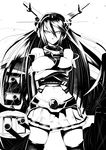  black_legwear breast_hold breasts crossed_arms drshellon frown greyscale groin kantai_collection large_breasts long_hair looking_at_viewer midriff miniskirt monochrome nagato_(kantai_collection) navel skirt solo standing thighhighs zettai_ryouiki 