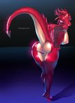  2016 anthro big_breasts breasts butt claws clothing dragon female horn looking_at_viewer nude panties pussy scalie simple_background skygracer smile solo underwear 