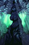  big_breasts blue_eyes breasts dryad female glowing glowing_eyes riendonut solo 