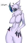  absol anthro big_breasts breasts female looking_at_viewer nintendo nipples pok&eacute;mon pussy simple_background solo thundared video_games white_background wide_hips 