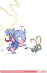  2012 armor babyhelmet cat feline hammer human lightning loki_(marvel) mammal marvel skottie_young thor_(marvel) tools 