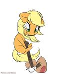  alasou alpha_channel applejack_(mlp) blonde_hair equine eyelashes female feral friendship_is_magic green_eyes hair hooves mammal musical_instrument my_little_pony nude simple_background smile solo transparent_background 