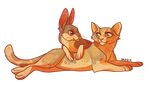  2013 alpha_channel ambiguous_gender black_fur brown_eyes brown_fur calico_cat cat digital_media_(artwork) duo feline feral fur lagomorph long_ears lying mammal multicolored_fur pink_nose rabbit signature simple_background tan_fur transparent_background vekke whiskers 