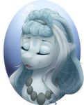  equine eyebrows eyelashes eyes_closed fan_character female feral fur gradient_background hair jewelry mammal my_little_pony necklace silentwulv simple_background solo white_fur white_hair 
