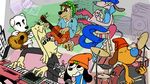  3_dog_band animal_crossing anthro bodi canine crossover dog drum guitar k.k._slider keyboard_(instrument) loubie male mammal musical_instrument mysterymanbob nintendo parappa parappa_the_rapper rock_dog rux sly_(3_dog_band) video_games 