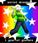  anthro asriel_dreemurr boss_monster caprine fur goat long_ears male mammal raxkiyamato red_eyes solo star undertale video_games white_fur young 