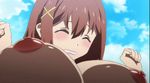  1girl animated animated_gif bouncing_breasts breasts brown_hair crying huge_breasts kaneko_hiraku minimi_nimi nipples tears valkyrie_drive valkyrie_drive_-mermaid- 