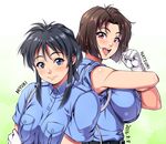  black_hair blue_eyes braid brown_hair gloves kobayakawa_miyuki long_hair multiple_girls police police_uniform red_eyes short_hair tsujimoto_natsumi uniform yoohi you're_under_arrest 