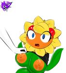  big_breasts breasts eyewear faceless_male female flora_fauna flower goggles huge_breasts male mysticalheroofdarkness not_furry plant plants_vs_zombies simple_background solar_flare_(plants_vs_zombies) sunflower 