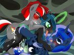  cum cum_inside egg fan_character friendship_is_magic group group_sex hair impregnation kissing long_hair magic mind_control my_little_pony oviposition ovipositor princess_luna_(mlp) queen_chrysalis_(mlp) saliva saliva_string sex threesome tongue tongue_out うめじる 