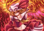  bad_id bad_pixiv_id banned_artist blonde_hair flandre_scarlet hat highres midriff navel ponytail red_eyes short_hair side_ponytail solo touhou wings yuuka_nonoko 