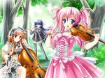  cello flute highres instrument kamiya_tomoe multiple_girls original pointy_ears thighhighs violin 
