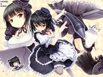  animal_ears bad_id bad_pixiv_id black_hair breasts brown_eyes cat_ears chibi cleavage drawing_tablet dress fishnet_pantyhose fishnets frills gothic_lolita hat highres icqoo large_breasts lolita_fashion mini_hat mini_top_hat original pantyhose porkpie_hat sayori sayori_(character) short_hair stylus top_hat wacom 