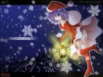  bloomers christmas hat highres letty_whiterock purple_hair santa_costume santa_hat side_b snowflakes solo touhou underwear 
