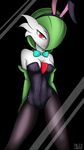  2016 black_background bow_tie breasts bunny_costume cleavage clothed clothing gardevoir gloves hair hi_res humanoid legwear looking_at_viewer mammal nintendo pinup pok&eacute;mon pose red_eyes rilex_lenov shirt_collar simple_background smile solo standing stockings video_games 