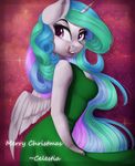  2015 anthro anthrofied clothed clothing dress equine female friendship_is_magic horn licking licking_lips mammal my_little_pony princess_celestia_(mlp) purple_eyes silentwulv solo tongue tongue_out winged_unicorn wings 