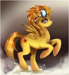  2012 blonde_hair cutie_mark equine eyelashes feathered_wings feathers female feral friendship_is_magic fur google hair hooves looking_at_viewer mammal my_little_pony nude orange_hair pegasus ruhje smile solo spitfire_(mlp) standing wings wonderbolts_(mlp) yellow_feathers yellow_fur 