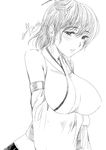  artist_name blush breasts greyscale jin_nai kantai_collection large_breasts monochrome nontraditional_miko solo yamashiro_(kantai_collection) 