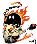  burning chain copy_ability crossover fire ghost_rider kirby kirby_(series) marvel no_humans sido_(slipknot) skull solo wheelie_(kirby) 