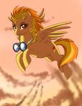  blonde_hair cutie_mark equine eyelashes feathered_wings feathers female feral flying friendship_is_magic fur google hair hooves looking_at_viewer mammal my_little_pony nude orange_hair pegasus ruhje smile solo spitfire_(mlp) wings wonderbolts_(mlp) yellow_feathers yellow_fur 