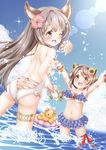  :d ;d alternate_costume animal_ears arms_up ass aster_(granblue_fantasy) back backless_outfit bangs bare_back bikini blue_sky blush bow bracelet breasts brown_eyes brown_hair cat_ears cleavage cloud collarbone day draph erune eyebrows eyebrows_visible_through_hair flat_chest flower frilled_bikini frills granblue_fantasy hair_bobbles hair_flower hair_ornament hibiscus highres horns innertube jewelry large_breasts lens_flare long_hair multiple_girls navel one-piece_swimsuit one_eye_closed open_mouth oppai_loli orange_eyes outdoors pink_bow pink_ribbon playing purple_bikini red_ribbon regular_mow ribbon short_hair sky smile sparkle splashing stuffed_animal stuffed_toy sunflower sunlight swimsuit teddy_bear thigh_strap underboob wading water water_gun white_swimsuit yaia_(granblue_fantasy) 