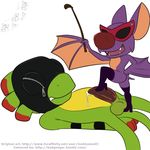  anthro bat bdsm bondage bound chameleon clothing domination duo erection eyewear female female_domination footwear glasses high_heels laylee lizard lonbluewolf male male/female mammal penis precum reptile restrained scalie size_difference video_games whip yooka yooka-laylee 