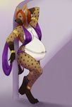  ajna armpits belly big_belly breasts cloth female hair hand_behind_head hyena jewelry long_hair looking_at_viewer mammal orange_hair pregnant solo wide_hips 