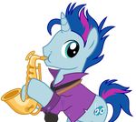  clothed clothing cutie_mark equine feral friendship_is_magic fur hair horn horse male mammal multicolored_hair music musical_instrument my_little_pony necktie pony saxophone shirt sketchmcreations_(artist) solo two_tone_hair unicorn 