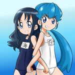  blue_hair color_connection happinesscharge_precure! heartcatch_precure! kurumi_erika nann_tou precure school_swimsuit shirayuki_hime swimsuit 