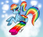  bedroom_eyes butt clothing drakxs equine friendship_is_magic half-closed_eyes legwear mammal my_little_pony pegasus ponytail rainbow_dash_(mlp) raised_tail seductive socks striped_legwear striped_socks stripes wings 