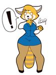  ! aggressive_retsuko anthro big_breasts breasts cleavage clothed clothing eyelashes female mammal red_panda retsuko sanrio shocked solo speech_bubble whimsical-asshole wide_hips 