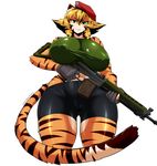  camel_toe feline gun kemono mammal ranged_weapon saffron_(safurantora) safurantora smile solo tiger weapon 