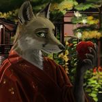  apple canine clothing female food fox fruit japan japanese_clothing kimono mammal painterly swish 