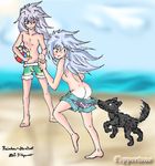  ass bakura_ryou black_fur coppertone corichii dog fur mixed_media tagme tail traditional_media yu-gi-oh! 